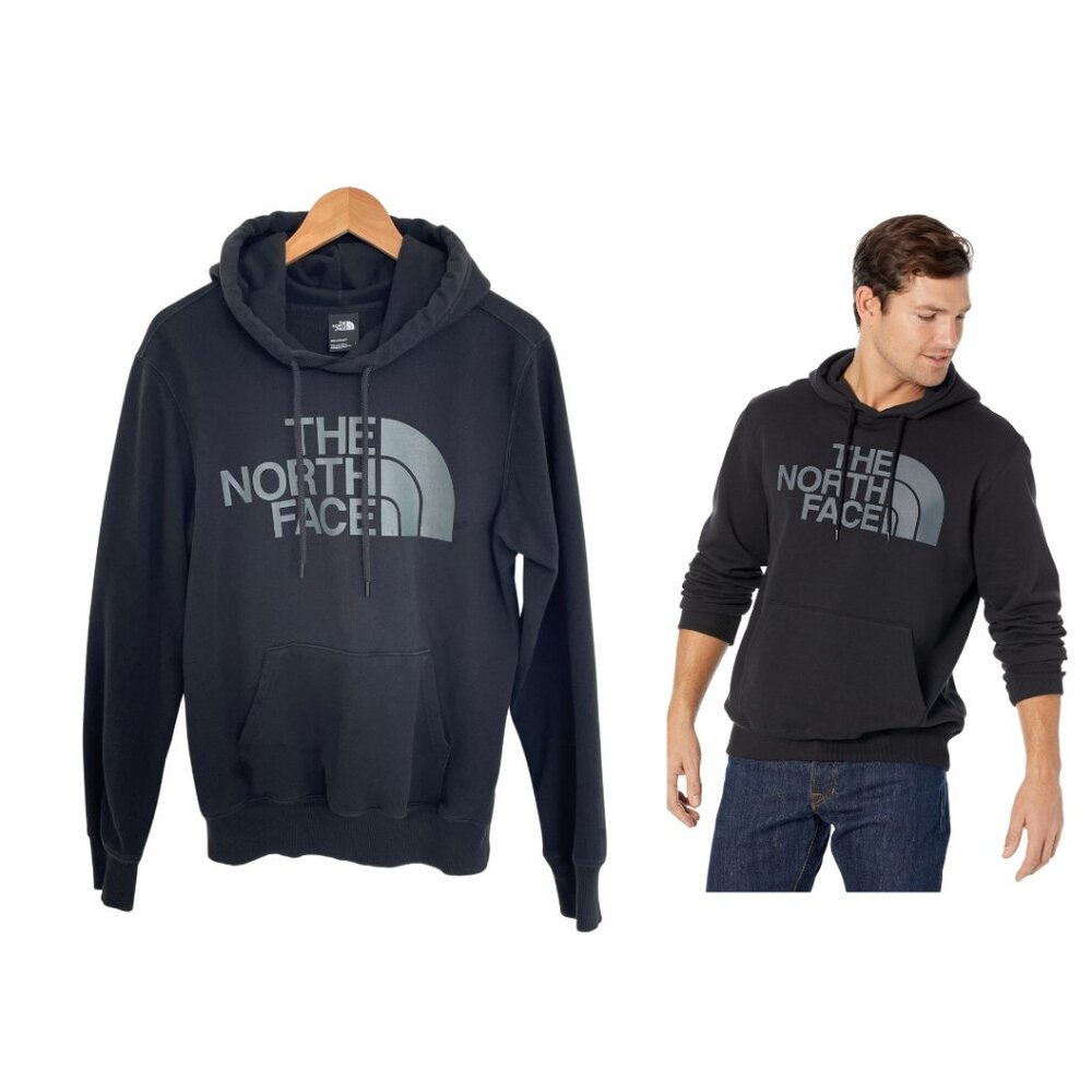 The North Face Hoodie Sweatshirt Men Small Black Gray Half Dome Pullover Grey
